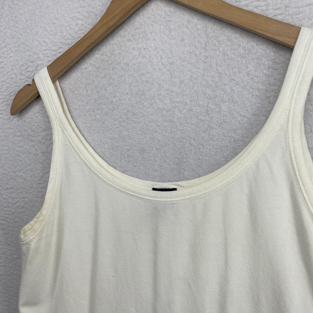 EILEEN FISHER Tank Top L Cotton Stretch Jersey Scoop Neck Camisole White USA - Picture 3 of 9